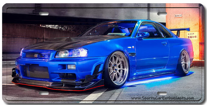 Nissan GT-R R34 Skyline Decorative License Plate FREE Shipping Worldwide!!