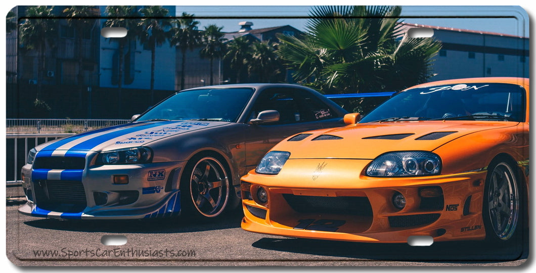 Fast & Furious GT-R R34 & Supra Decorative License Plate FREE Shipping Worldwide!!