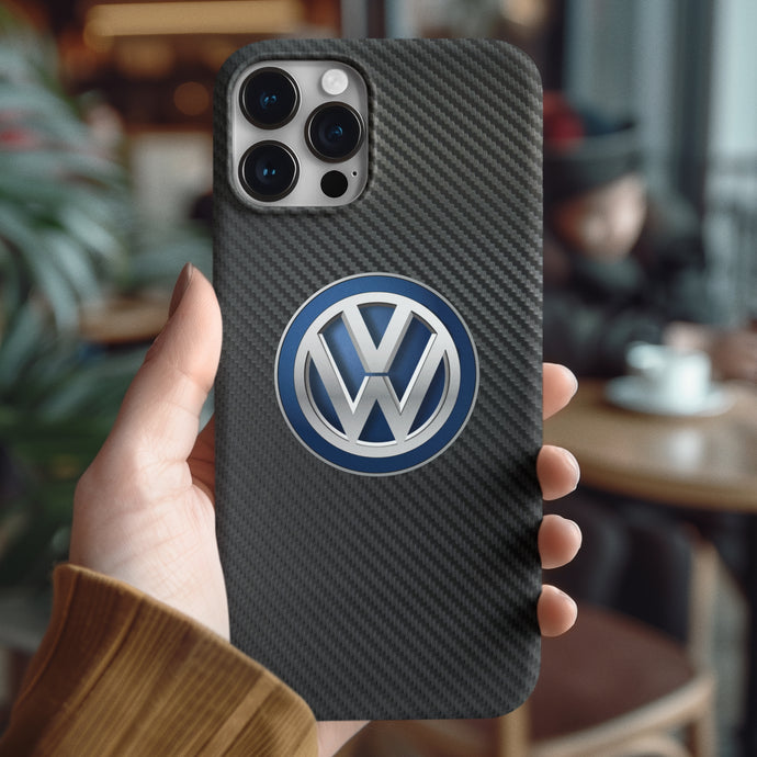 VW Volkswagen Carbon Fiber Tempered Glass iPhone Case FREE Shipping Worldwide