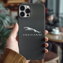 Load image into Gallery viewer, Jaguar Carbon Fiber Tempered Glass iPhone Case FREE Shipping Worldwide