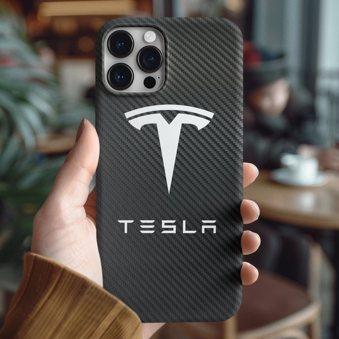 Tesla Carbon Fiber Tempered Glass iPhone Case FREE Shipping Worldwide