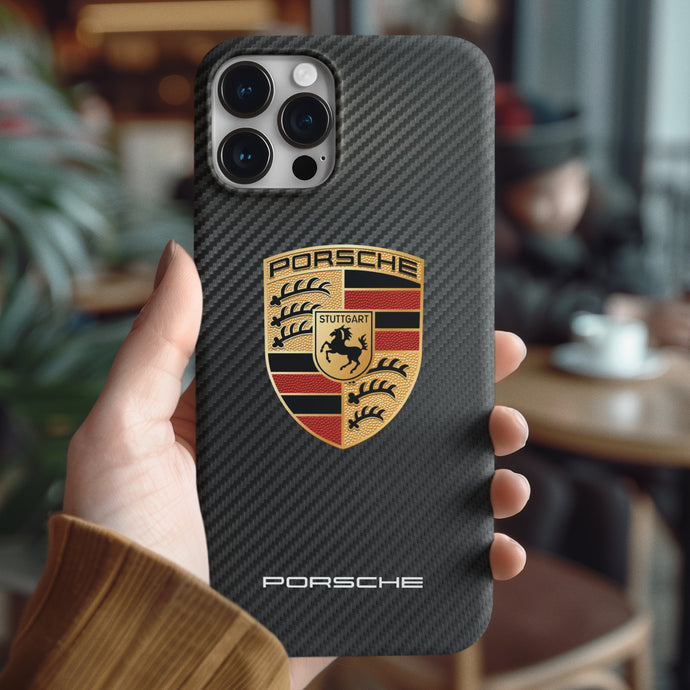 Porsche Carbon Fiber Tempered Glass iPhone Case FREE Shipping Worldwide