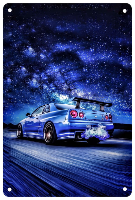 Nissan GTR R34 Skyline Decorative Metal Plate FREE Shipping Worldwide!!