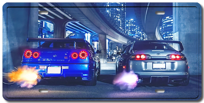 GT-R R34 & Supra Decorative License Plate FREE Shipping Worldwide!!