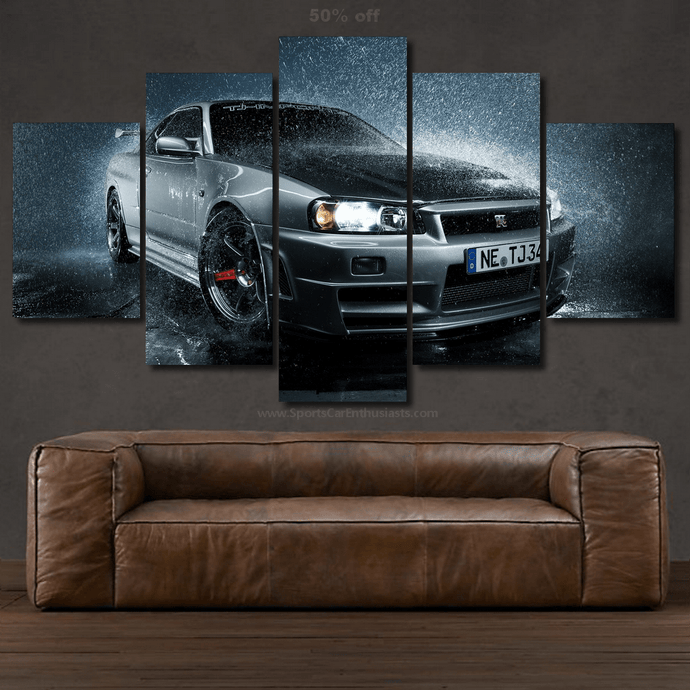 GT-R R34 Canvas 3/5pcs FREE Shipping Worldwide!! - Sports Car Enthusiasts