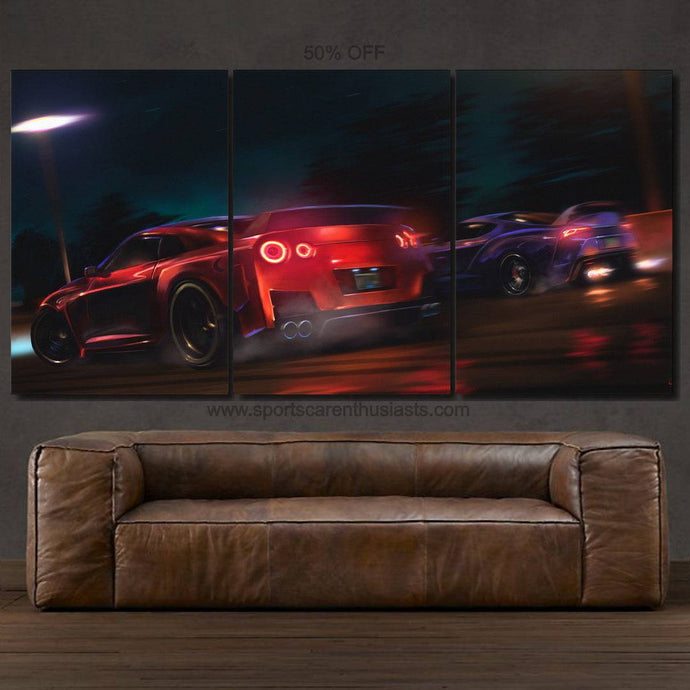 Nissan GT-R R35 & Toyota Supra MK5 Racing Canvas FREE Shipping Worldwide!! - Sports Car Enthusiasts