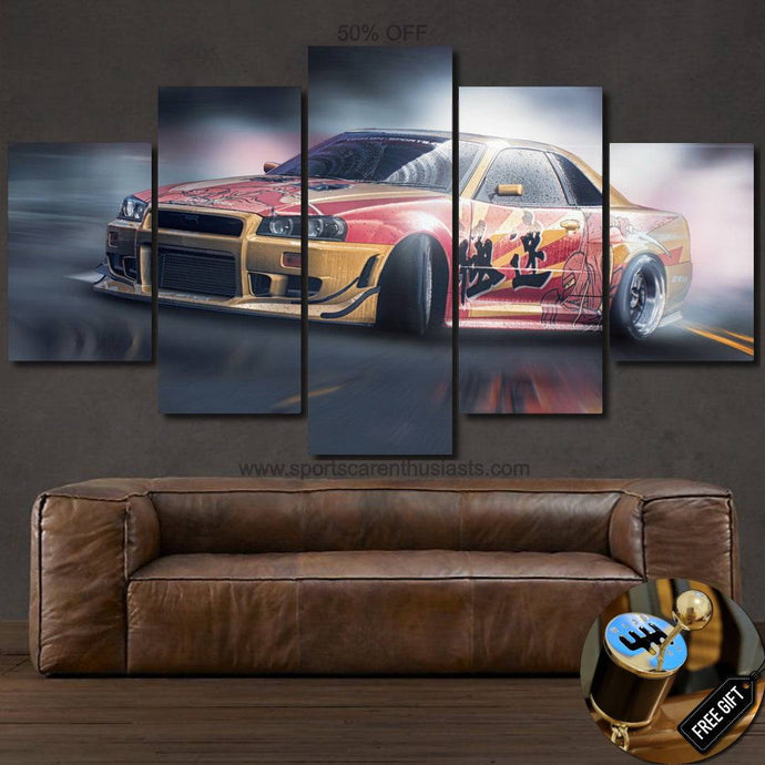 Nissan GT-R R34 Skyline Drift Canvas FREE Shipping Worldwide!! - Sports Car Enthusiasts