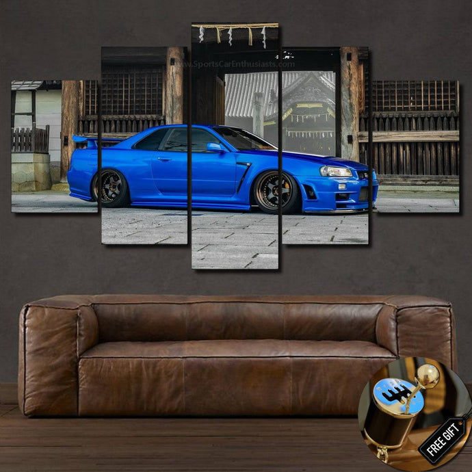 Nissan GT-R R34 Canvas 3/5pcs FREE Shipping Worldwide!! - Sports Car Enthusiasts