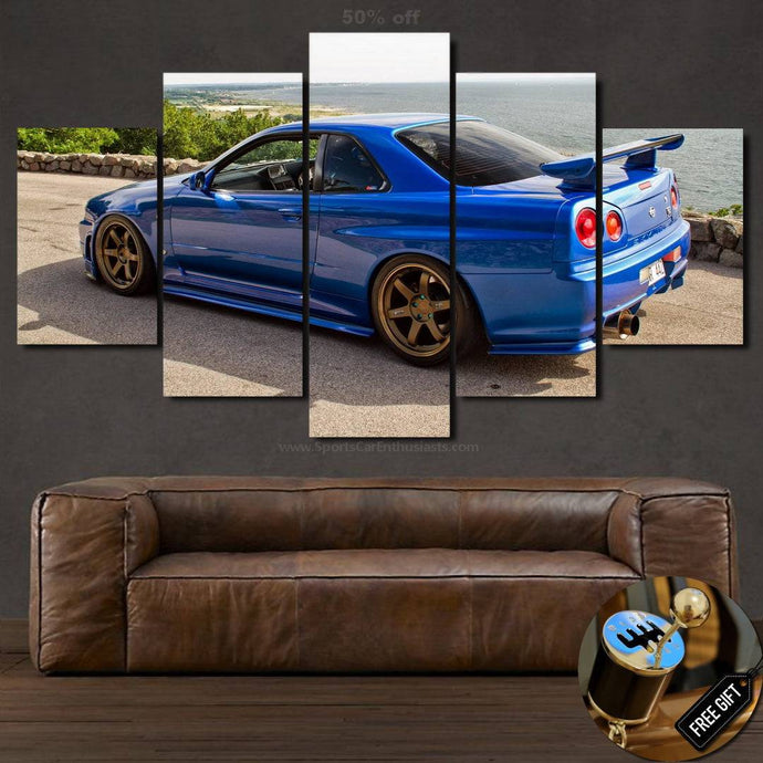 Nissan GT-R R34 Canvas 3/5pcs FREE Shipping Worldwide!! - Sports Car Enthusiasts