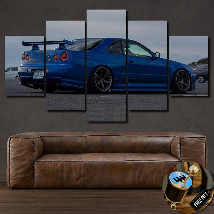 GT-R R34 Canvas 3/5pcs FREE Shipping Worldwide!! - Sports Car Enthusiasts